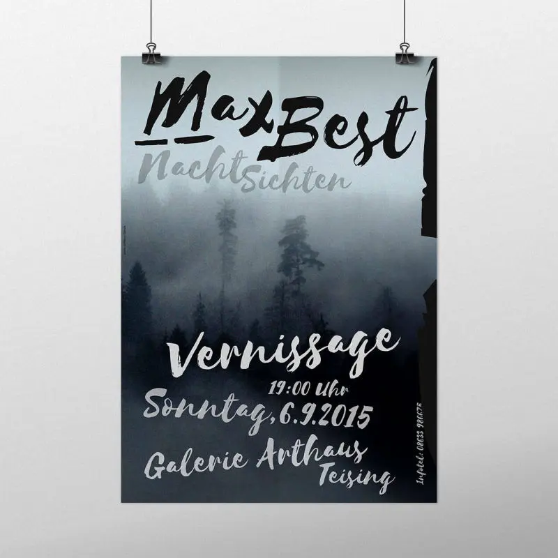 Plakat für Vernissage "Max Best Nachtsichten"